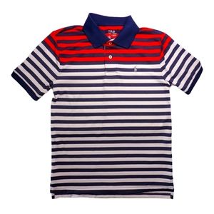 Polo Ralph Lauren Performance Shirt Youth Medium (10-12) Navy Red White Striped